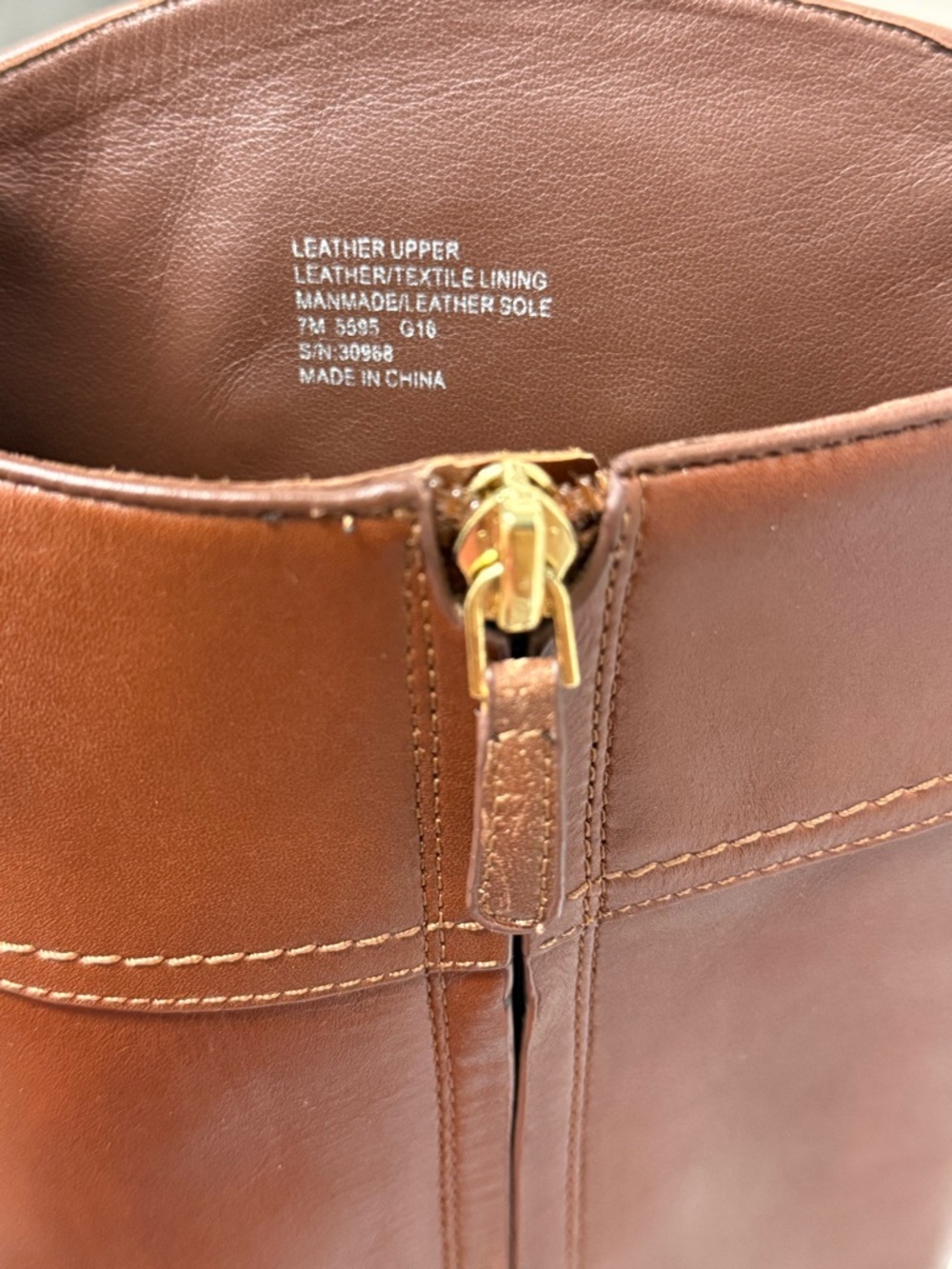 Tory Burch Chestnut Brown Leather Knee Boots with Gold Logo - Picture 6 of 9